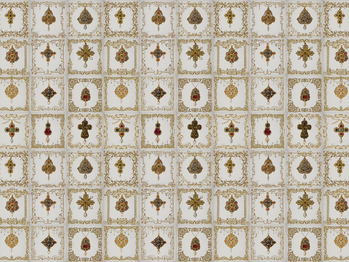 Fresque murale à motif d'élégance ornée de bijoux