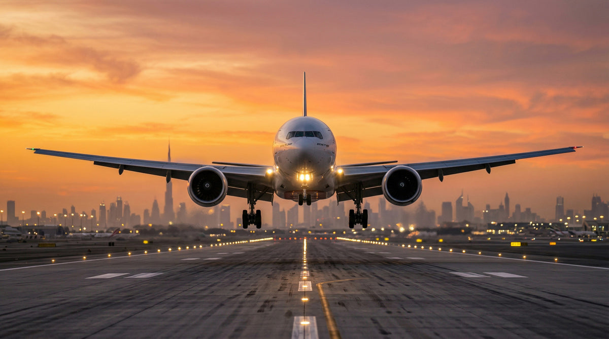 Golden Hour Flight: City Lights Ascending Wandbild in your room
