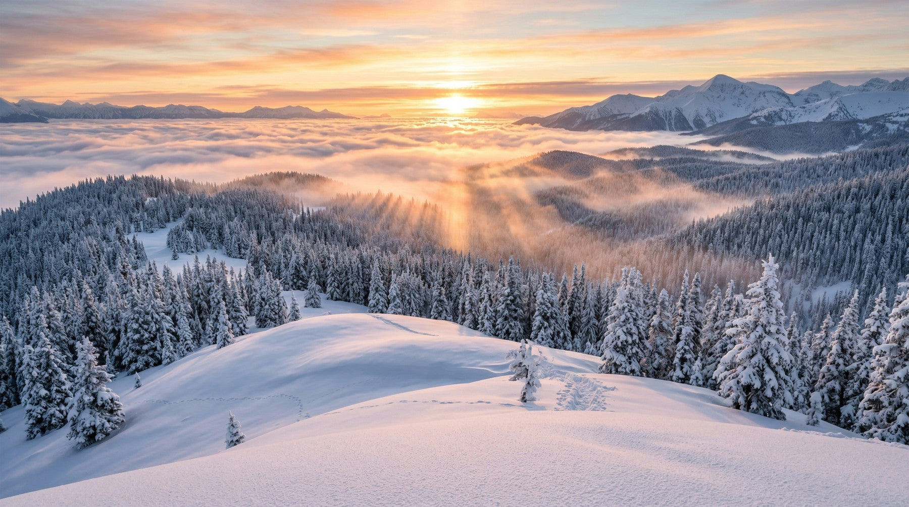 Fresque murale Alpenglow Winter Majesty