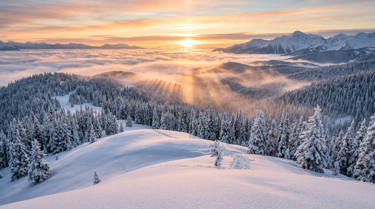 Alpenglow Winter Majesty Wandbild in your room — zoomed