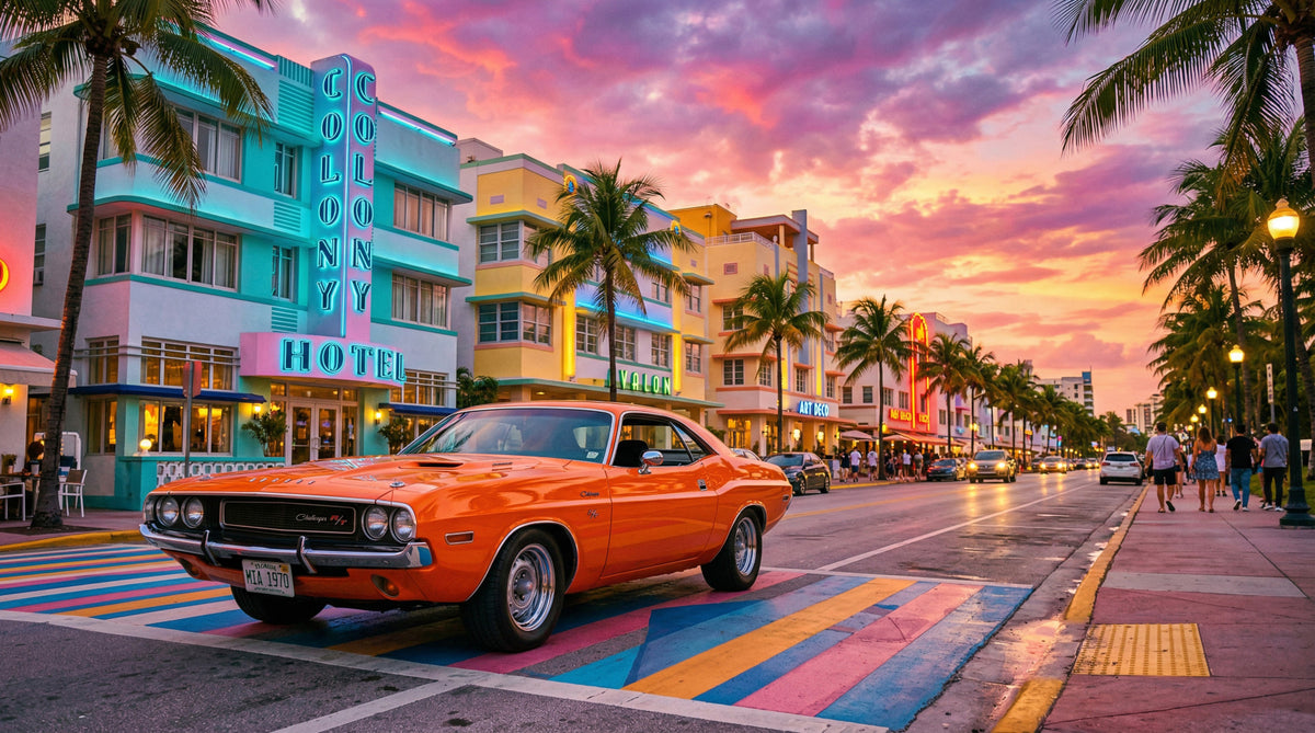 Fresque murale Ocean Drive Sunset Ride in your room