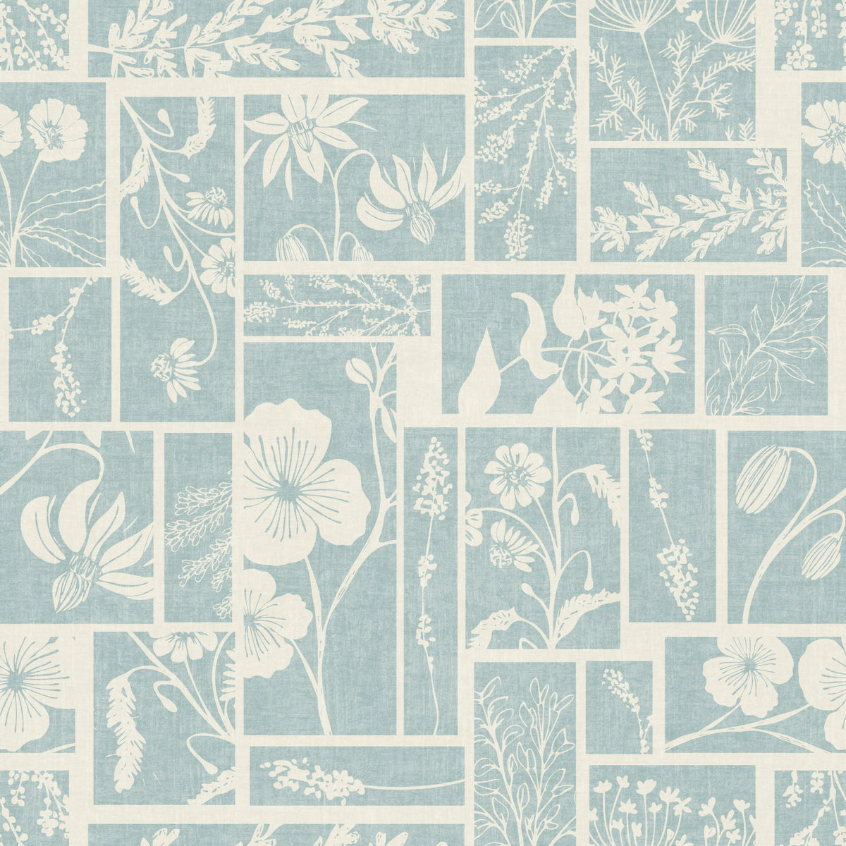 Carta da parati patchwork botanica serena in your room — zoomed