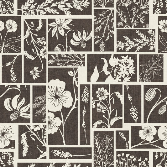 Tapete mit botanischem Blockdruck