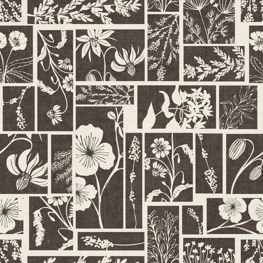 Tapete mit botanischem Blockdruck
