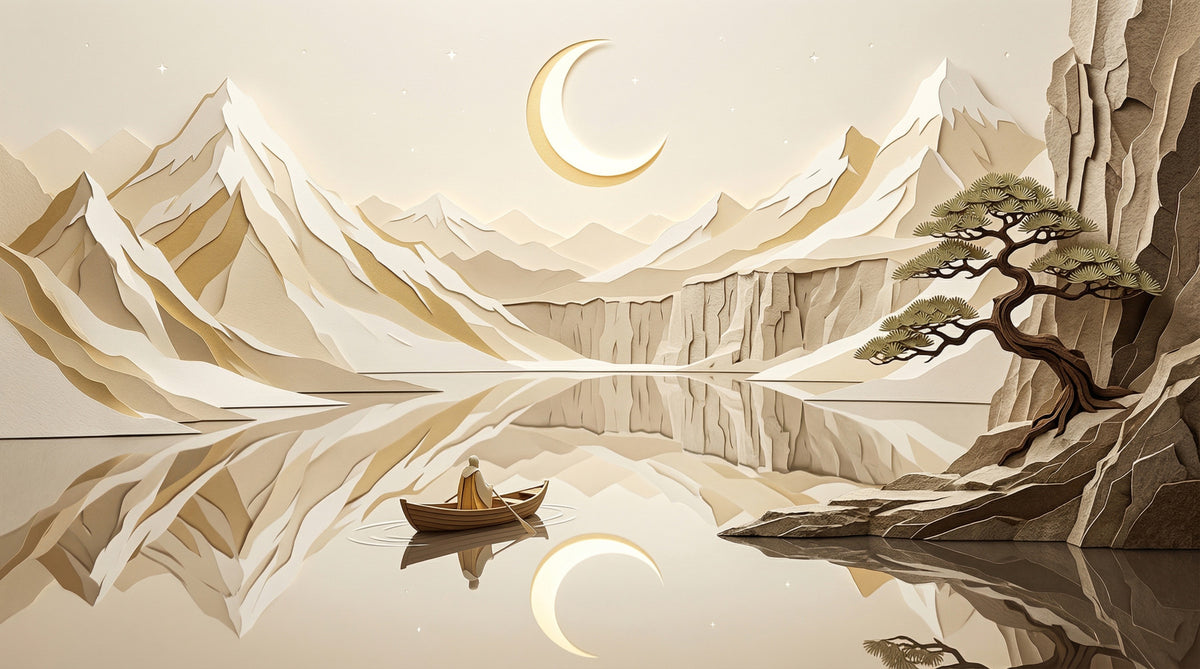 Lunar Mountain Serenity vægmaleri in your room — zoomed
