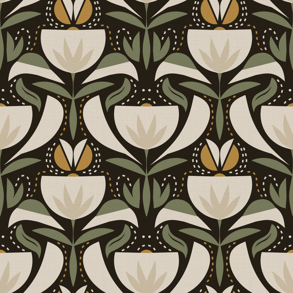 Papier peint à motif tulipe patrimoniale in your room — zoomed