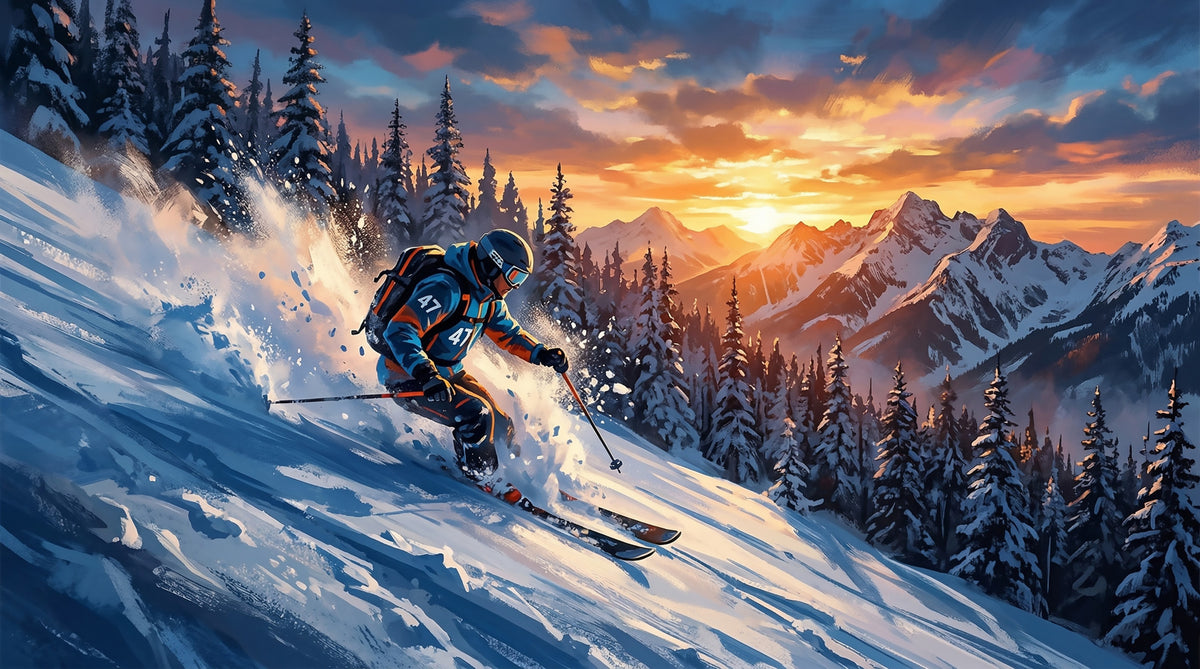 Fresque murale Golden Hour Ski Rush in your room — zoomed