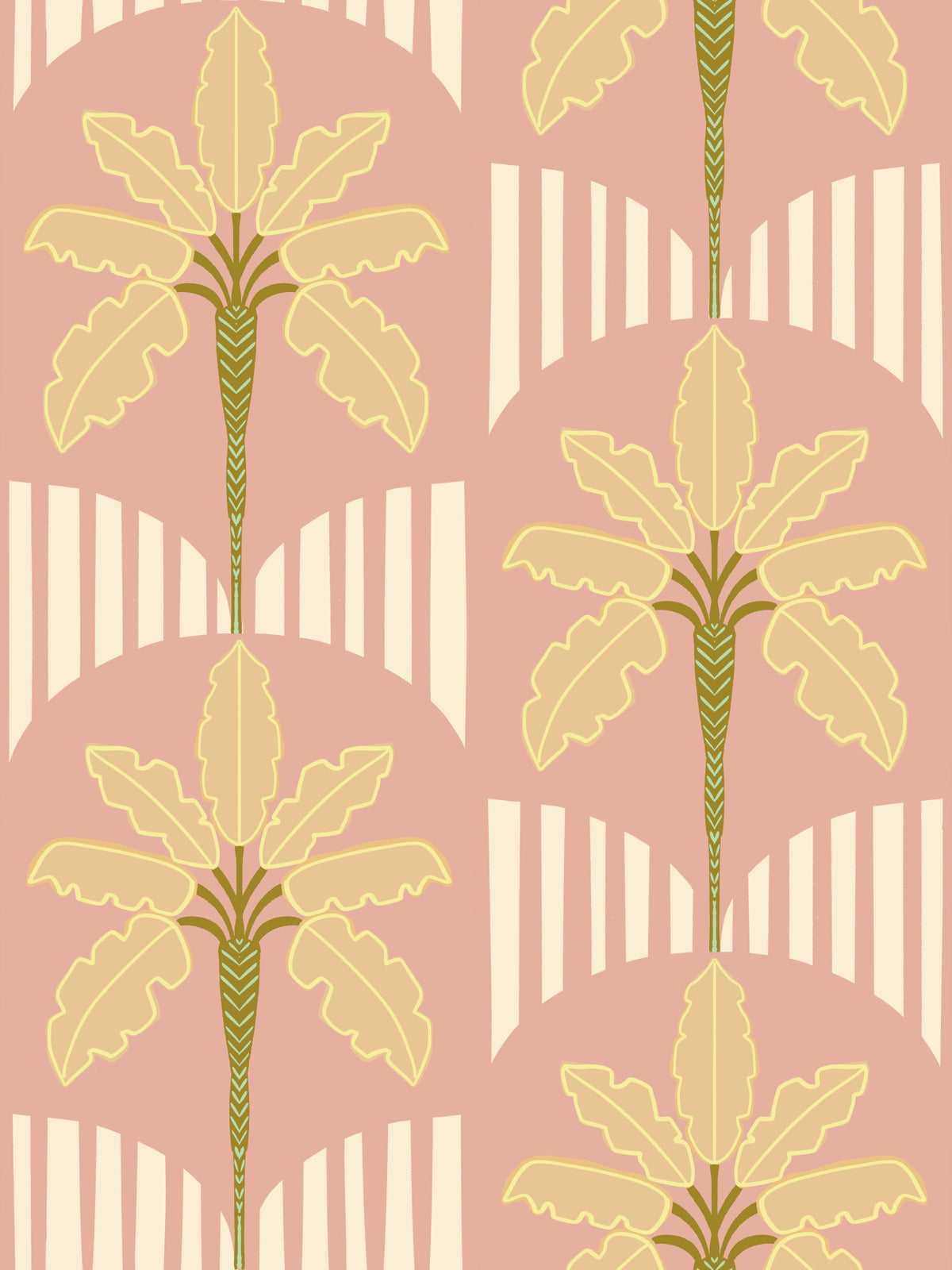 Retro Palm Paradise-tapet in your room — zoomed