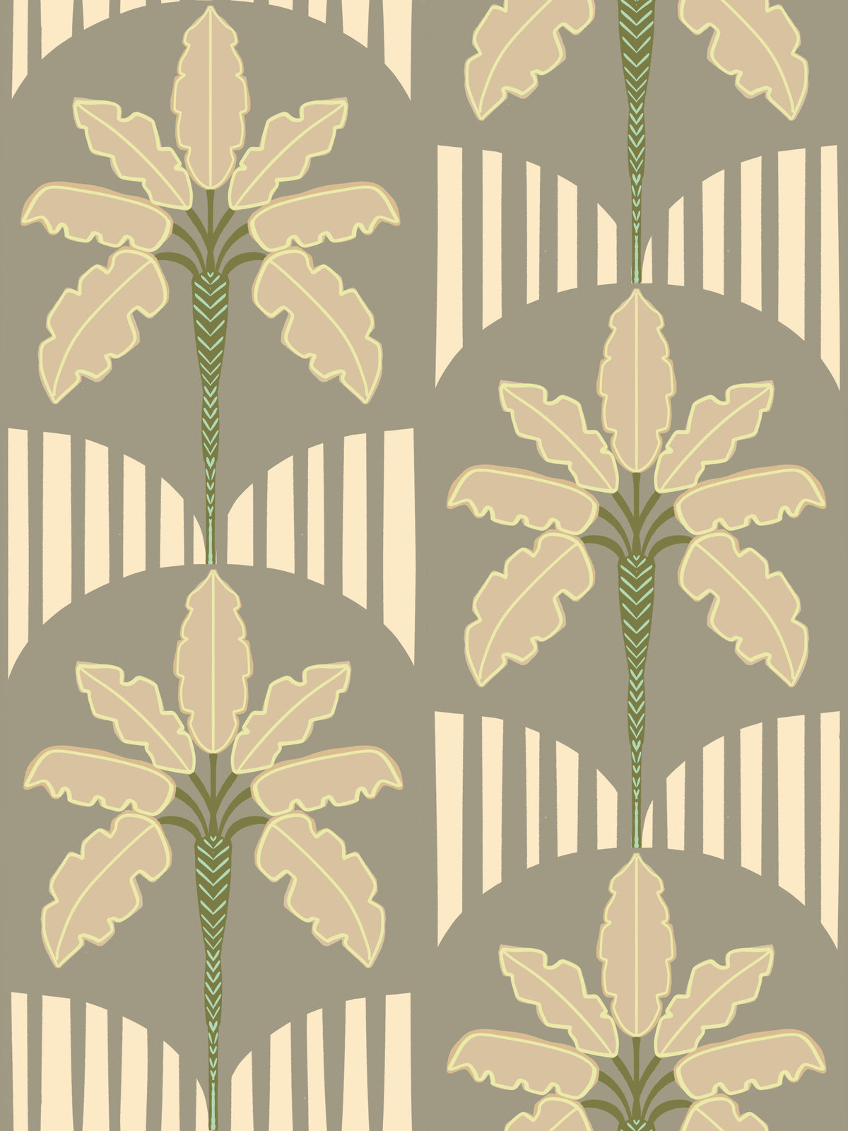 Retro Palm Oasis Tapet in your room — zoomed