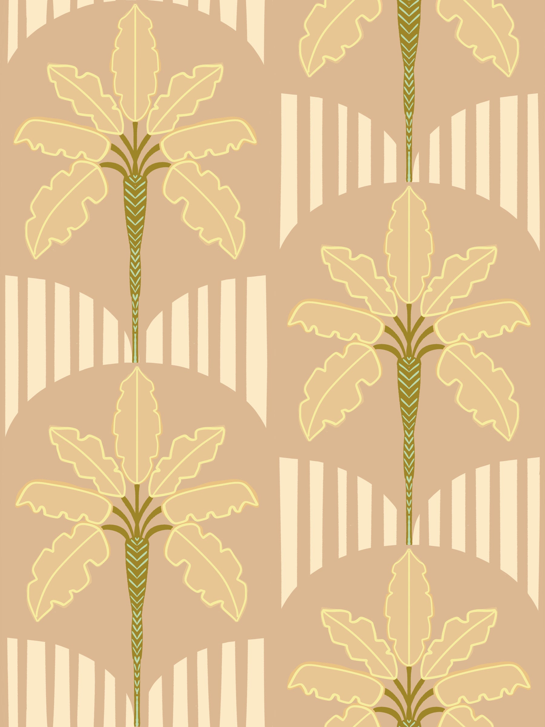 Retro Oasis Palms Tapet