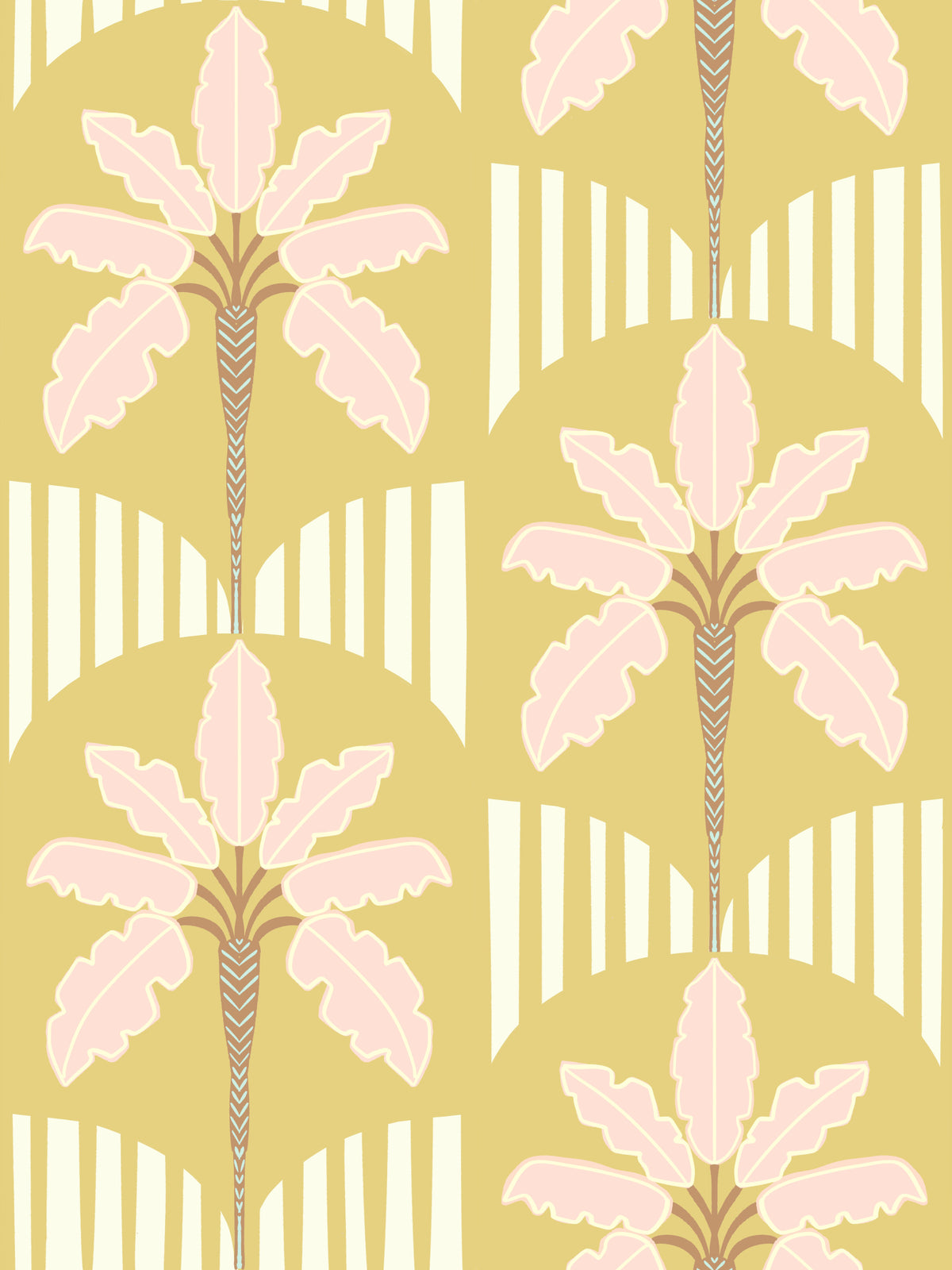 Pink Palm Retro Oasis Wallpaper⁠ in your room — zoomed