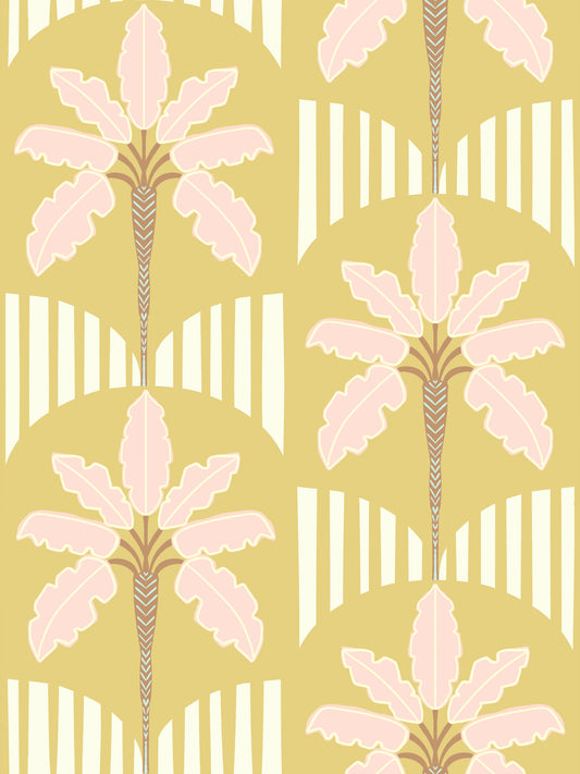 Pink Palm Retro Oasis Wallpaper⁠
