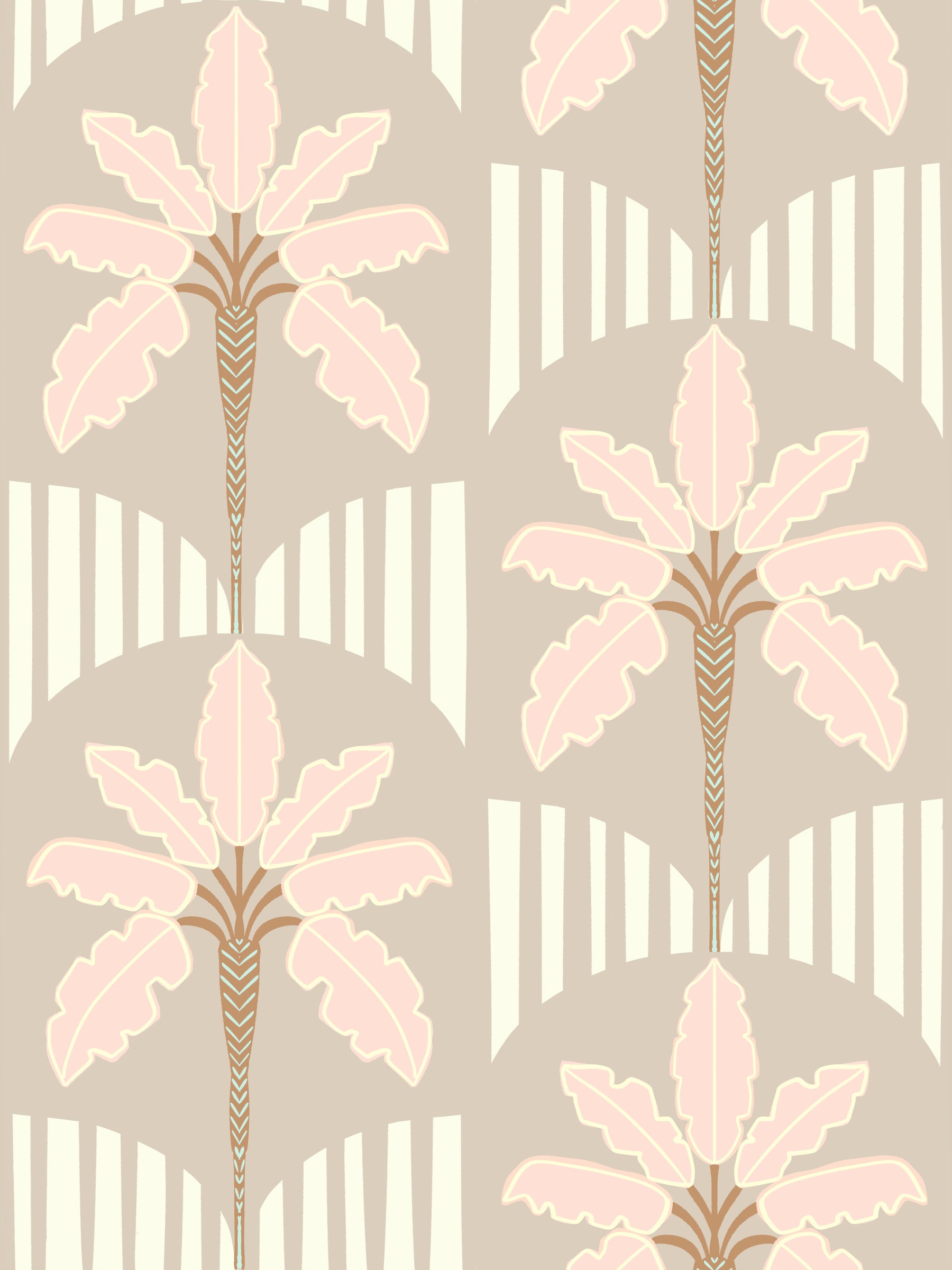 Blush Fronds & Stripes Tapet