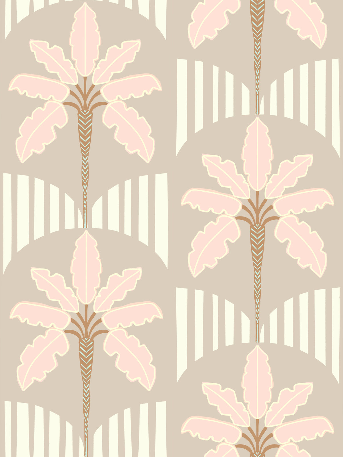 Blush Fronds & Stripes -tapetti in your room — zoomed