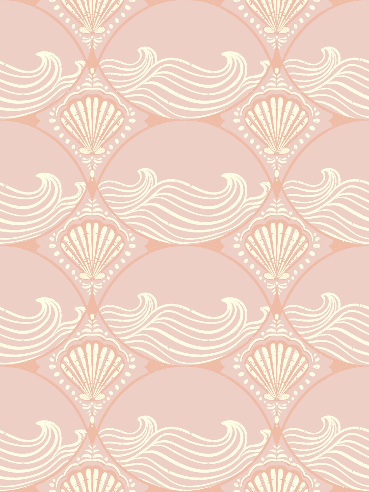 Tapete mit Muschel- und Wellenmuster in Rosa in your room