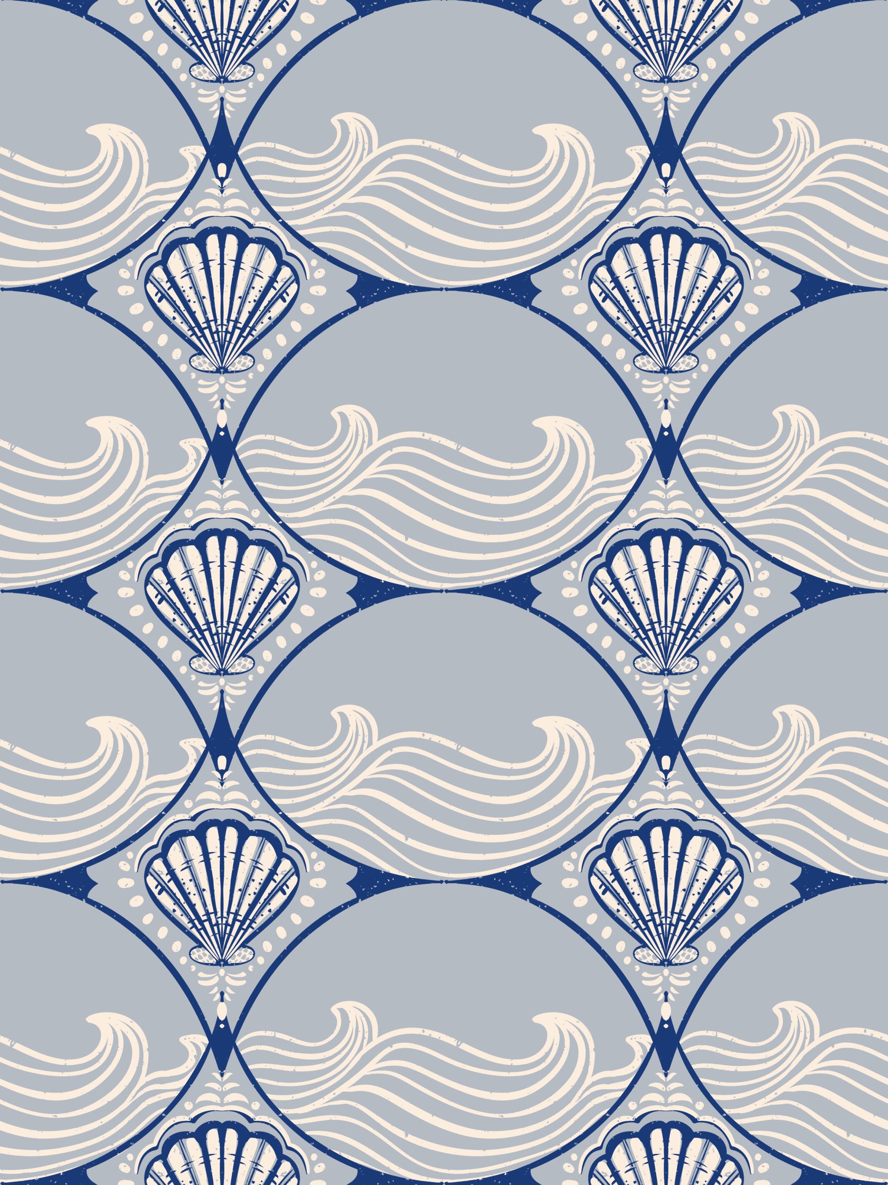 Carta da parati Art Déco con conchiglie marine