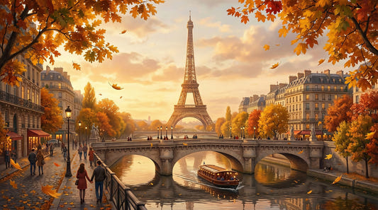 Mural de pared con ambiente otoñal parisino