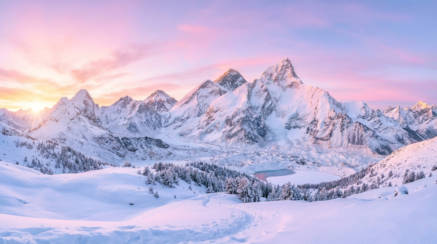 Fresque murale panoramique des sommets Alpenglow