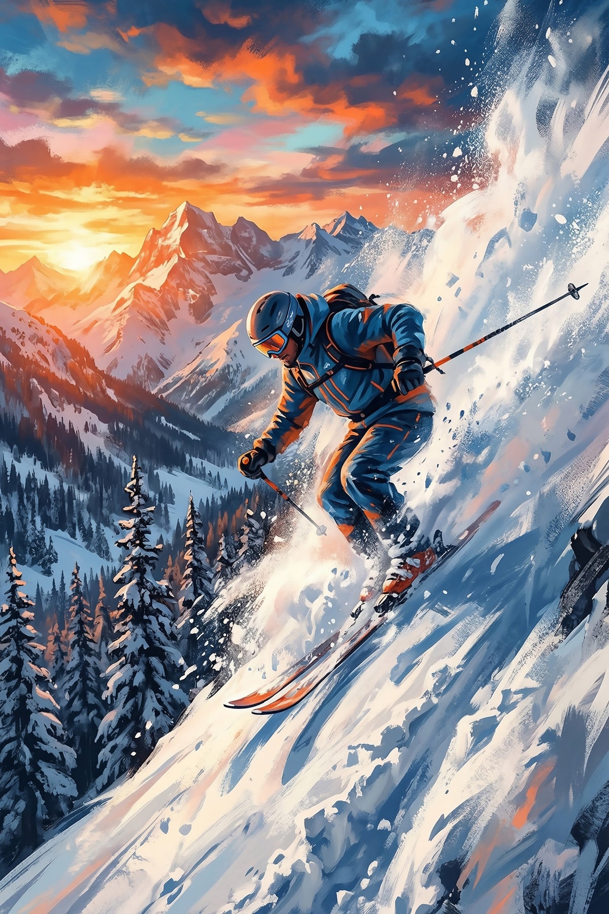 Alpine Adrenaline: Auringonlasku -seinämaalaus in your room