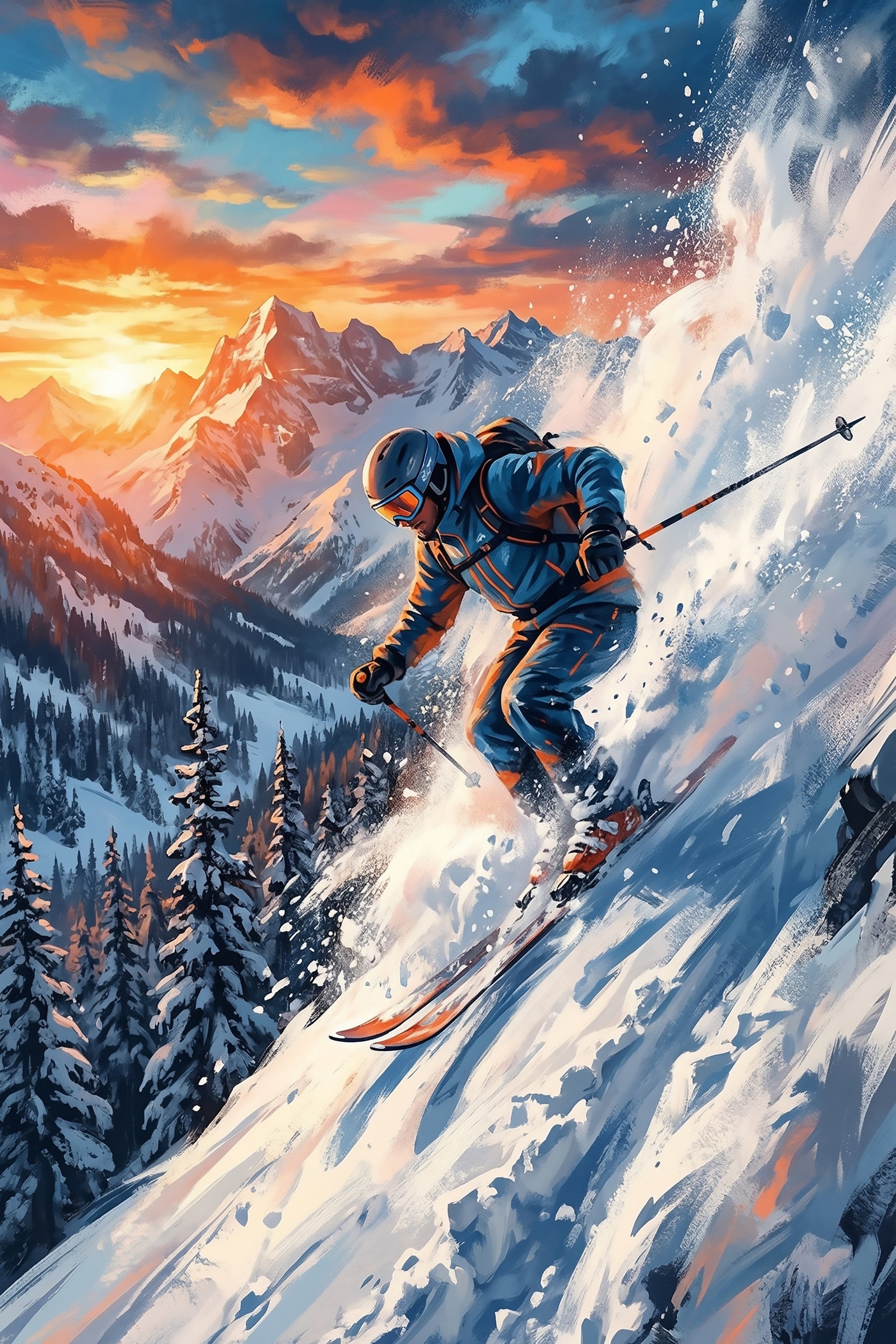 Alpines Adrenalin: Wandgemälde „Sonnenuntergang“