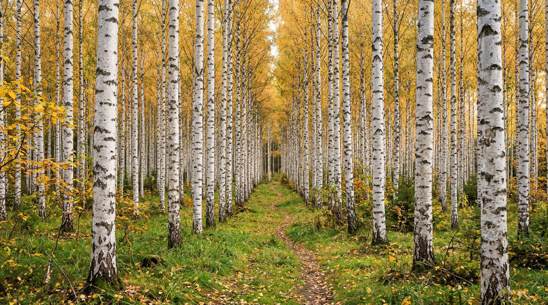 Wandbild „Herbstliche Birkenoase“