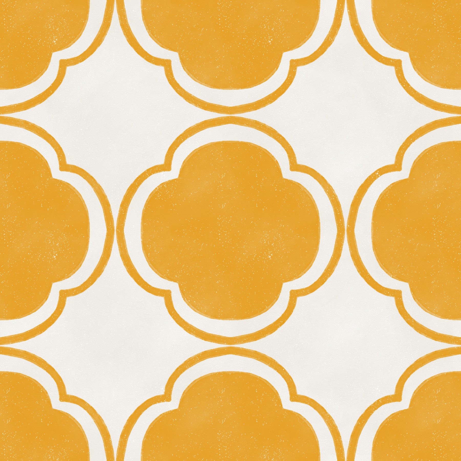 Décor méditerranéen à motif de trèfle - Papier peint jaune