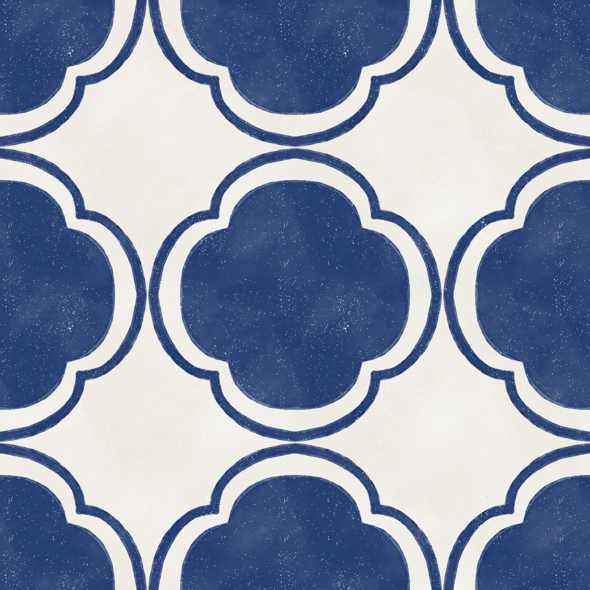Mediterranes Vierpass-Dekor - Blaue Tapete in your room — zoomed