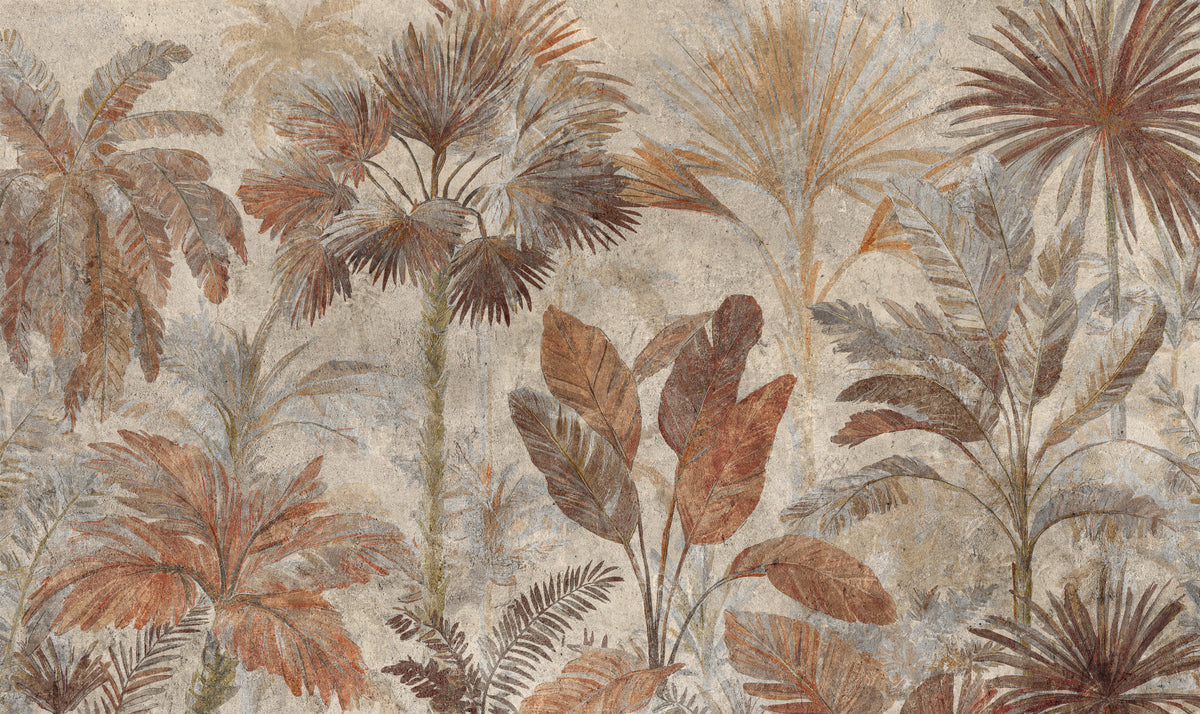 Fresque murale en terre cuite représentant des palmiers tropicaux in your room — zoomed