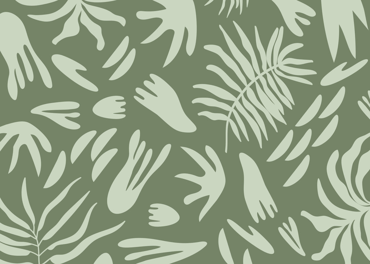 Organic Green Flow Wall Mural in your room — zoomed