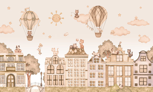 City Cats Mono Wandbild