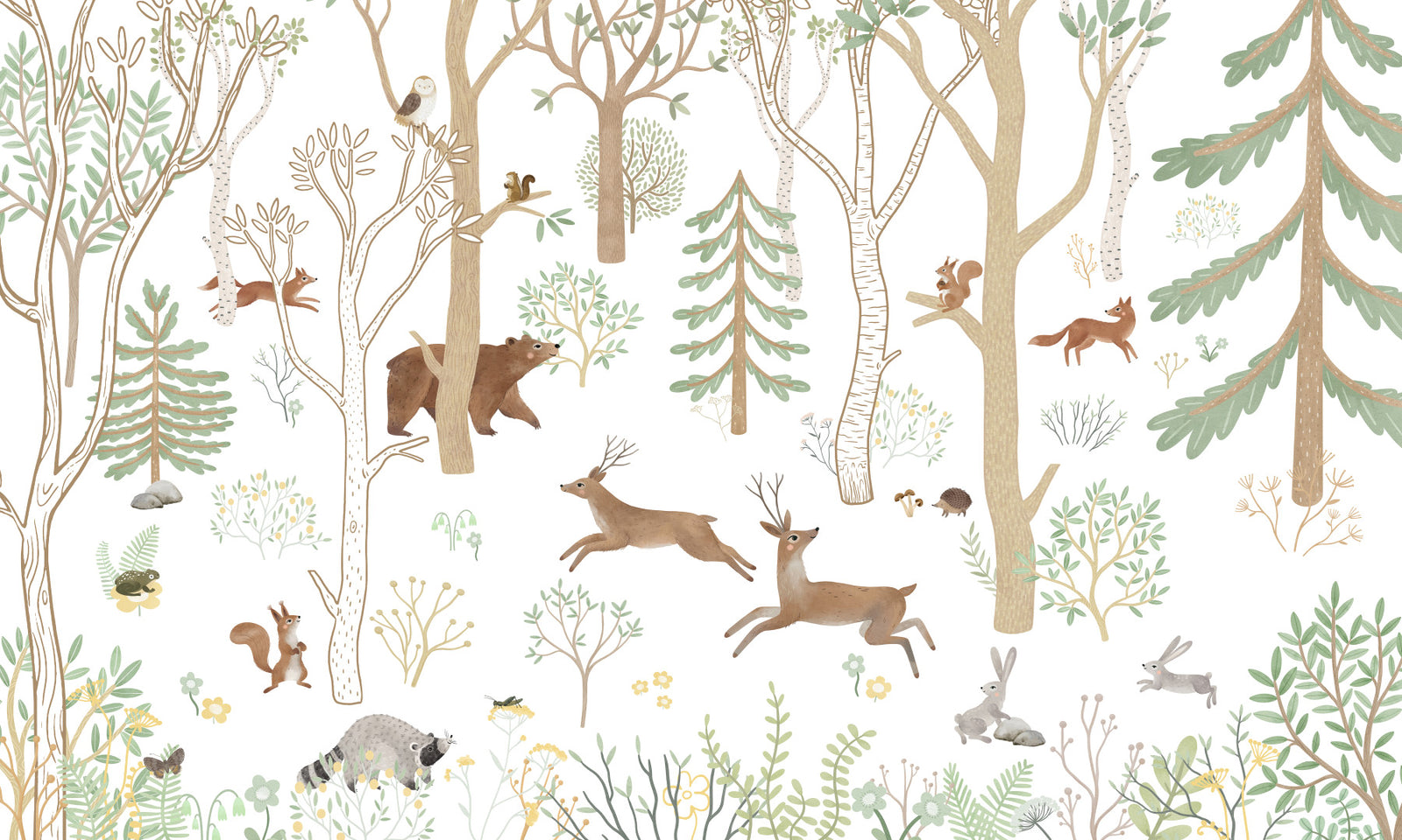 Frisky Forest Green Wall Mural