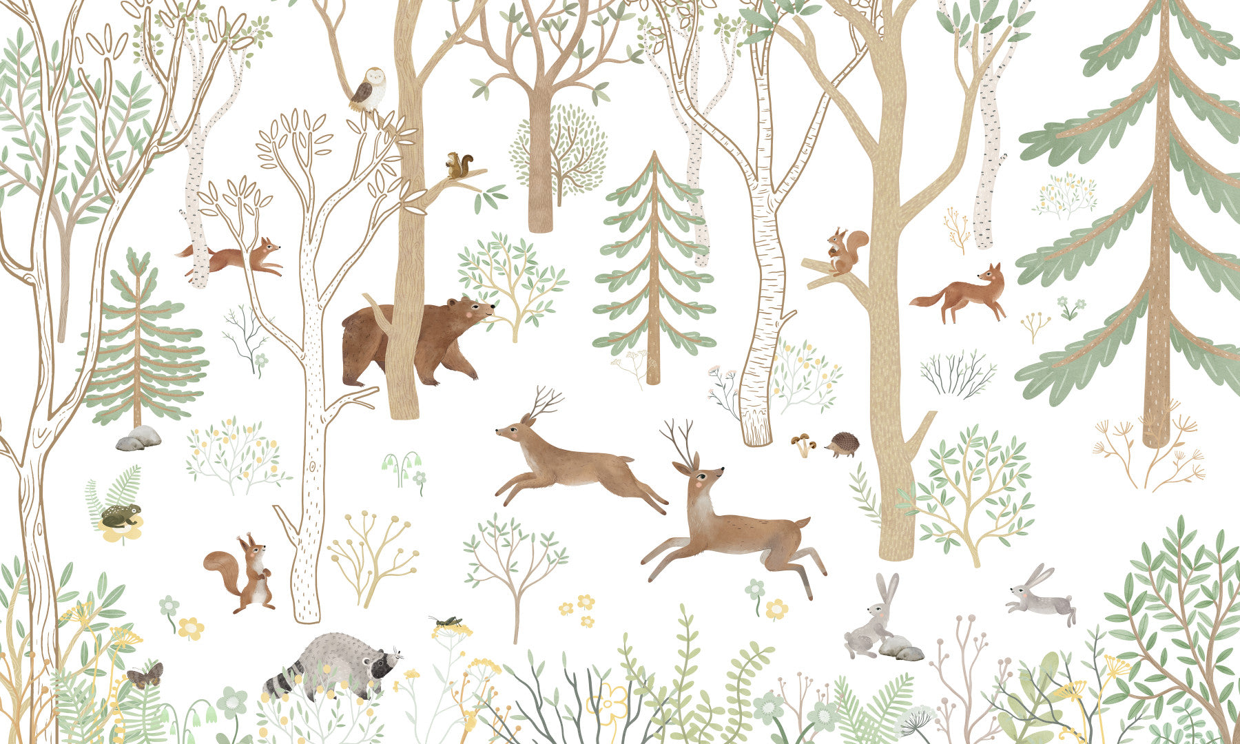 Frisky Forest Green Wall Mural in your room — zoomed