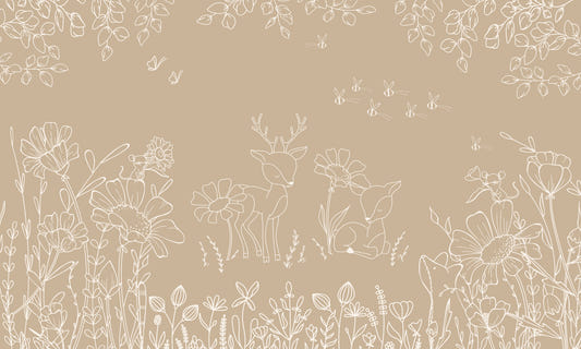 Pictură murală pentru perete Deer Doodles maro