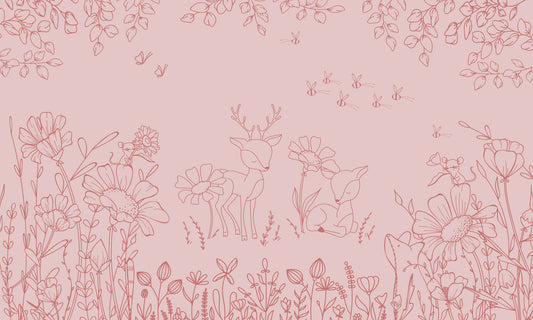 Hirsch Kritzeleien Pink Dunkles Wandbild