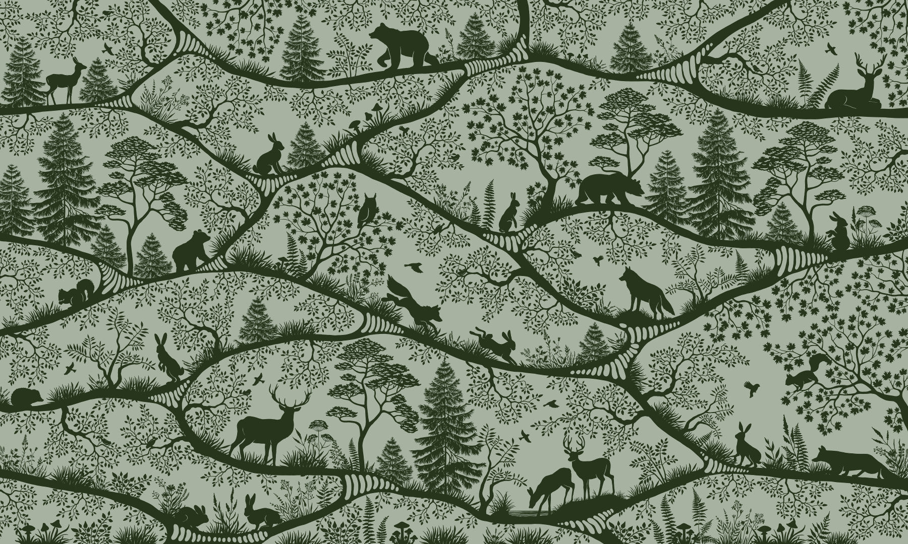 Mural de Pared Verde Naturaleza Nórdica in your room — zoomed