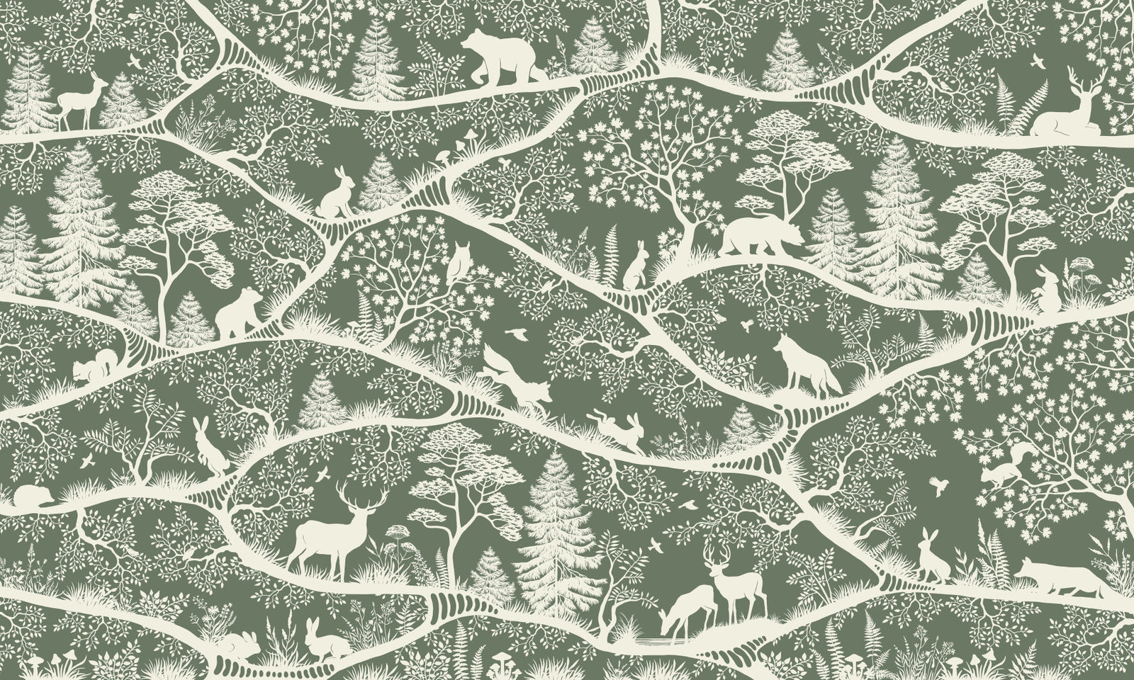 Nordic Nature Green White Wall Mural