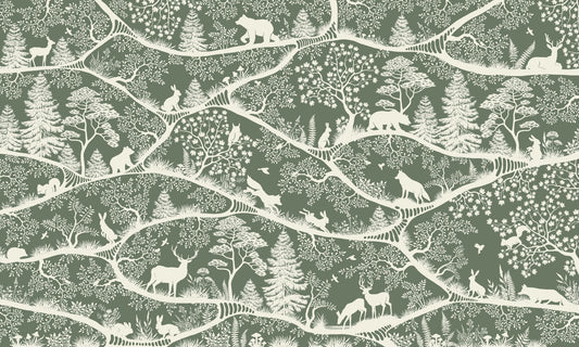 Nordische Natur Grün Weiß Wandbild