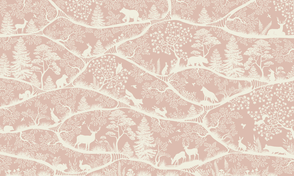 Nordic Nature Pink White Wall Mural in your room — zoomed