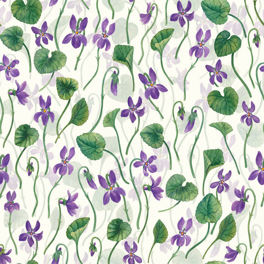 Watercolor violets on off white Wallpaper⁠
