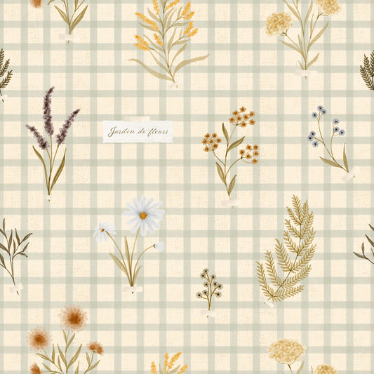 Jardin des Fleurs Wildflowers auf Vichykaro-Tapete