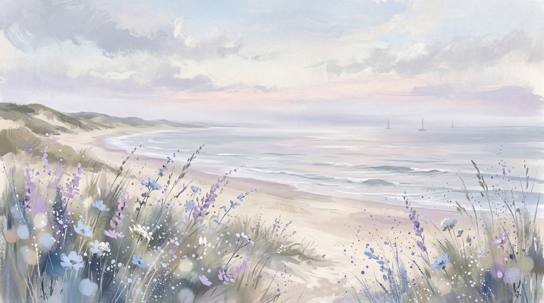 Seaside Serenity & Dune Blooms Muurschildering