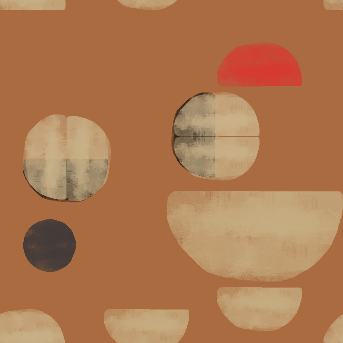 Terracotta Abstract Forms Wallpaper⁠