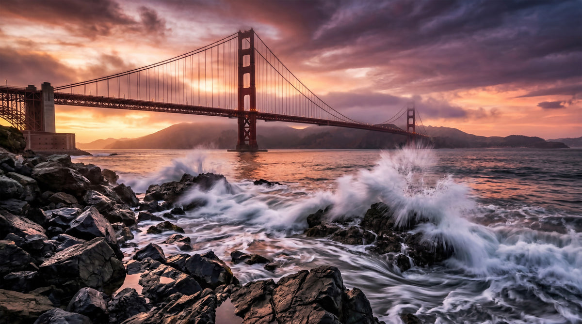 Golden Gate Sunset Serenade -seinämaalaus in your room