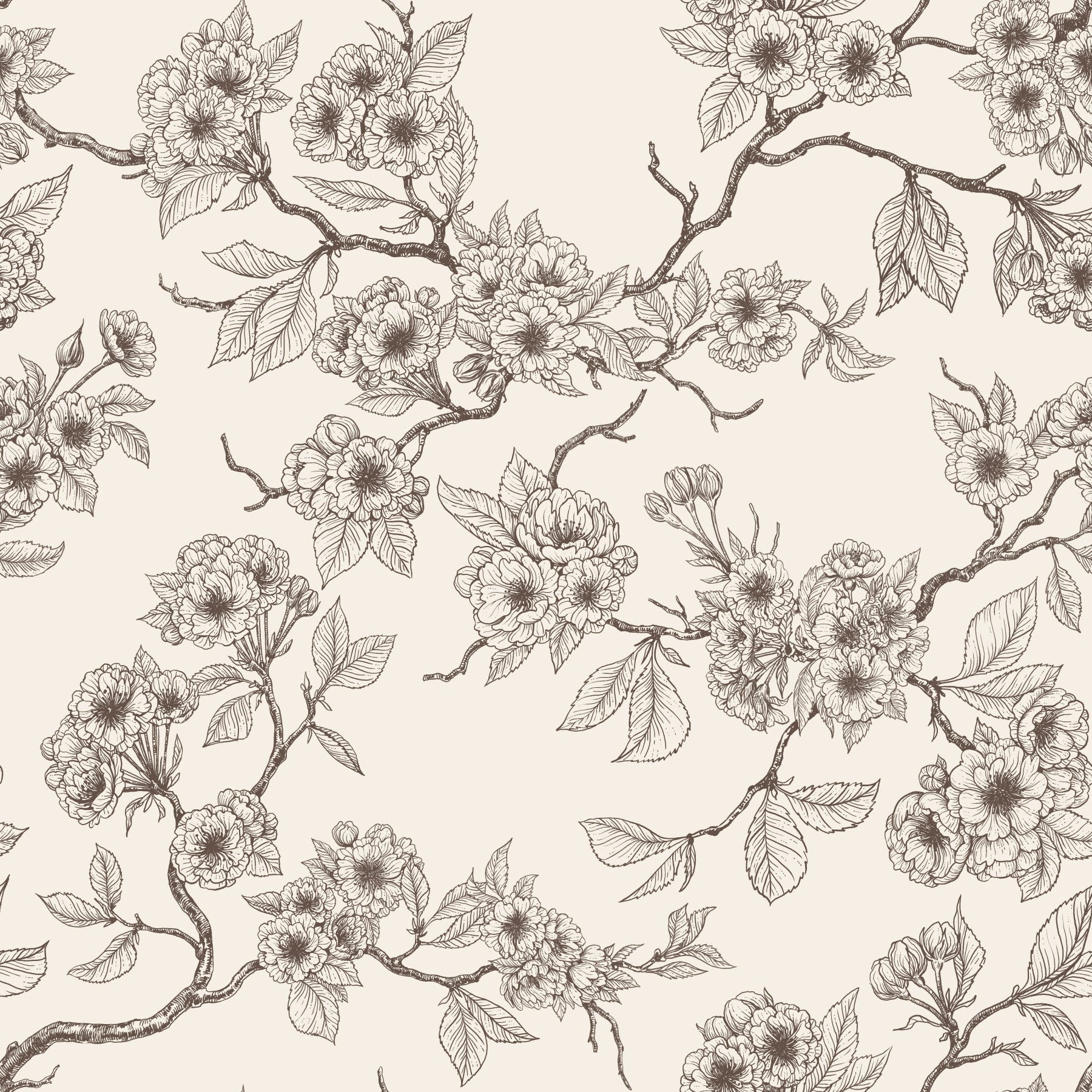 Chery blossom branches in blue and off white 2 Wallpaper⁠