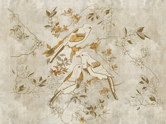Golden Orchard Bird Wall Mural
