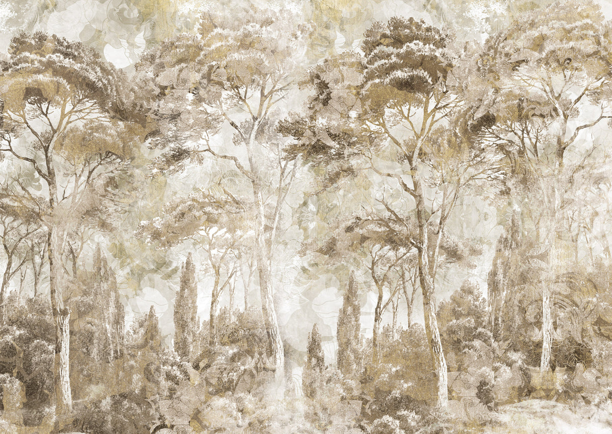 Antique Woodland Landscape Wall Mural in your room — zoomed