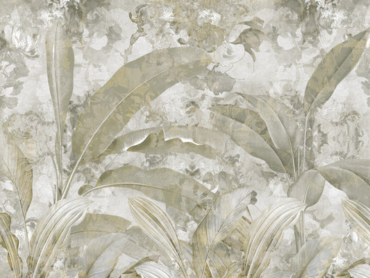 Sage Green Tropical Leaves Wall Mural
