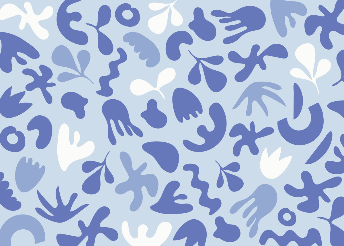 Periwinkle Cut Flow Wall Mural in your room — zoomed