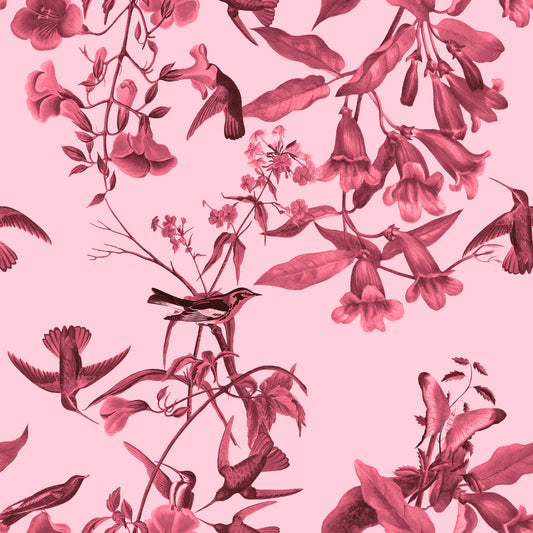 Papier peint Vol Botanique Magenta