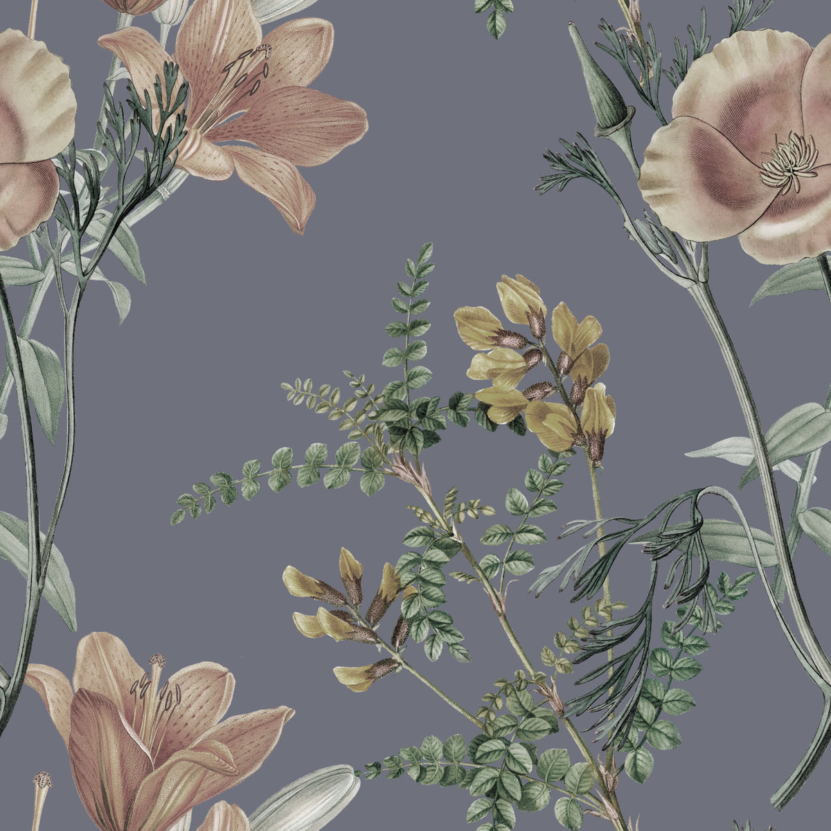 Vintage botanische Serenidad Tapete in your room — zoomed